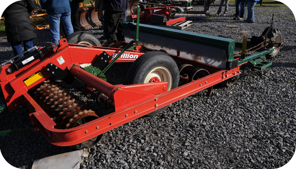 Brillion type seeders can be used to plant sod effectively. The cultivator teeth help to cover the fine seed lightly with soil while the gang of packers ensure good seed to soil contact for establishment.