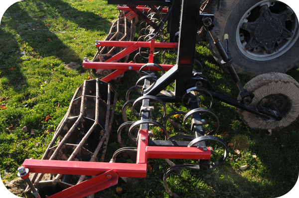 A cultivator with rolling baskets can be used to prepare the soil and create a level, slightly firm area for seeding.